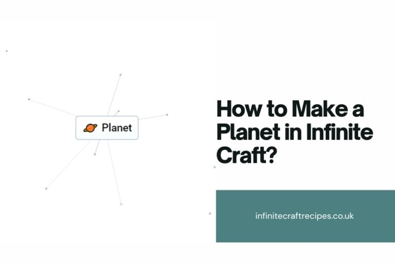 Visual representation of creating a Planet in Infinite Craft with a central Planet icon and connecting lines.