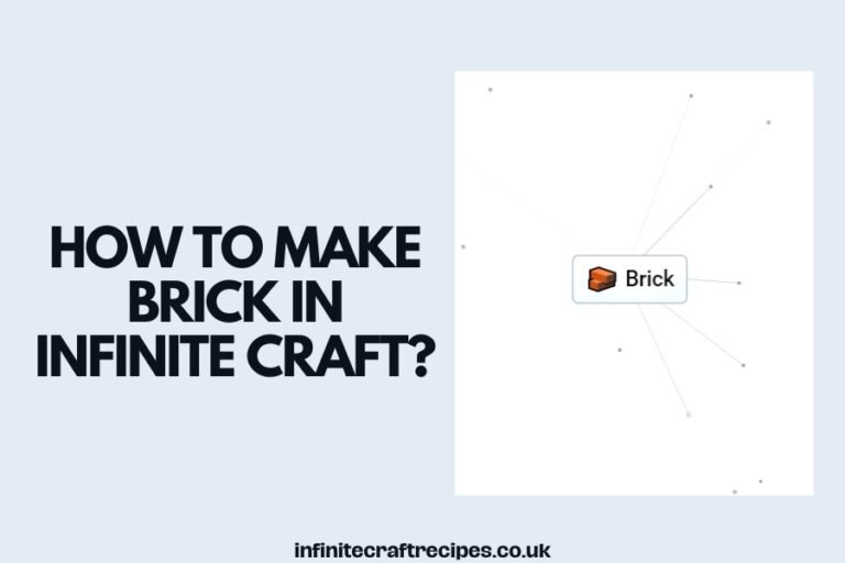 Diagram showing how to make Brick in Infinite Craft with a highlighted Brick element.