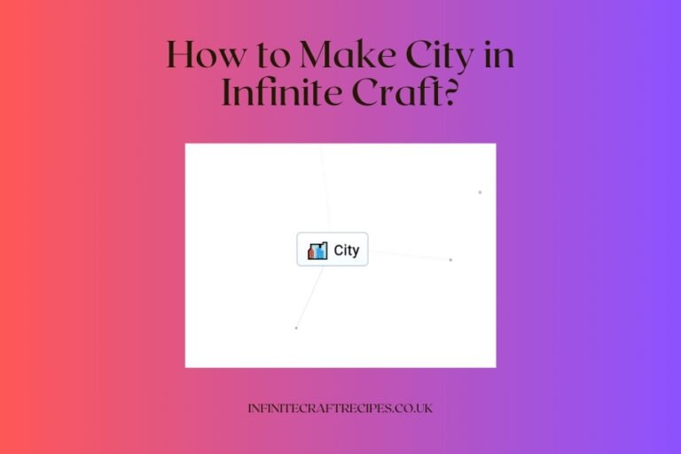 Image showing the City element in Infinite Craft with a purple and red gradient background.