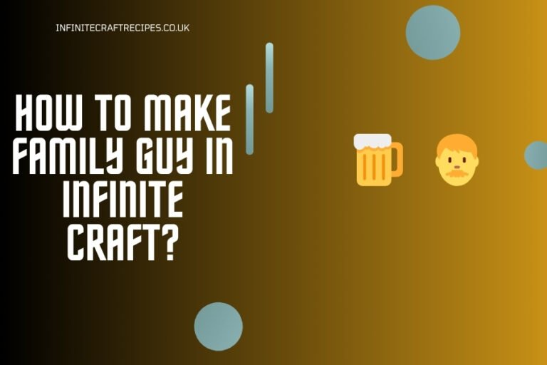 How to Make Family Guy in Infinite Craft - blog post cover with icons of a beer mug and character face on gradient background