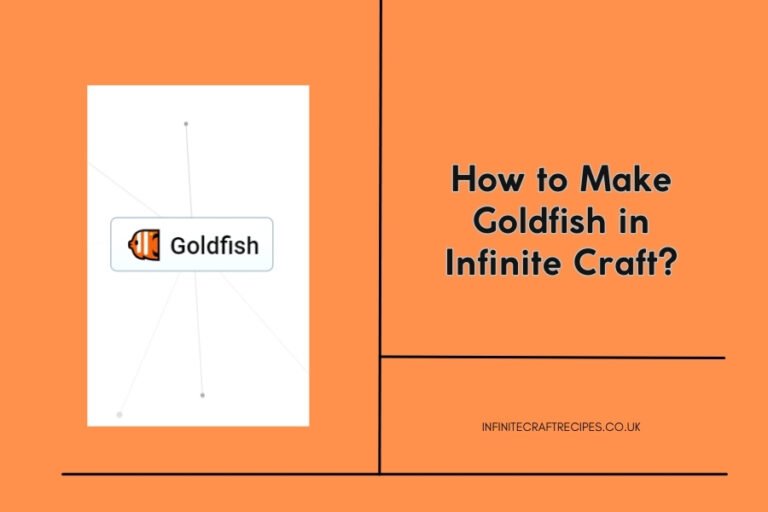 Goldfish icon with text 'How to Make Goldfish in Infinite Craft?' displayed on an orange background