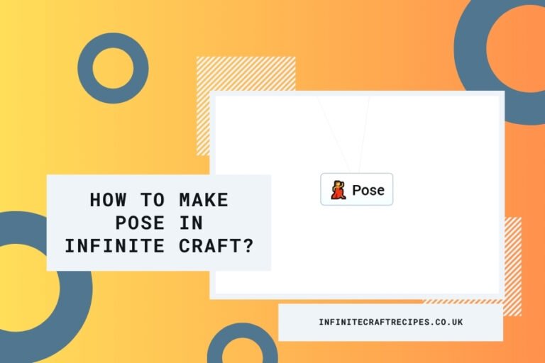 Infographic illustrating 'How to Make Pose in Infinite Craft' with visual elements and Infinite Craft icon.