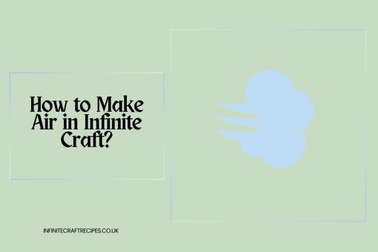 Illustration of air with a green background and the text 'How to Make Air in Infinite Craft?'
