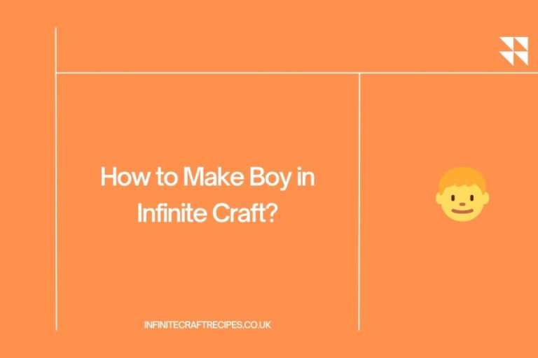 Illustration of a boy emoji with the text 'How to Make Boy in Infinite Craft?' on an orange background.