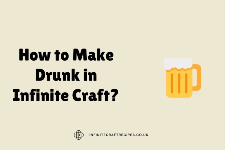 Illustration of a beer mug with the title 'How to Make Drunk in Infinite Craft?' and website branding at the bottom.