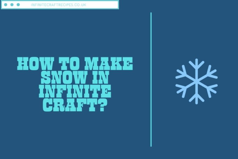 Snowflake icon next to the text 'How to Make Snow in Infinite Craft?' on a blue background with a minimal design.