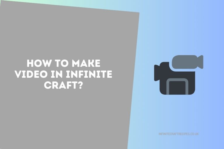 Illustration of a video camera with the text 'How to Make Video in Infinite Craft?' on a gradient background.